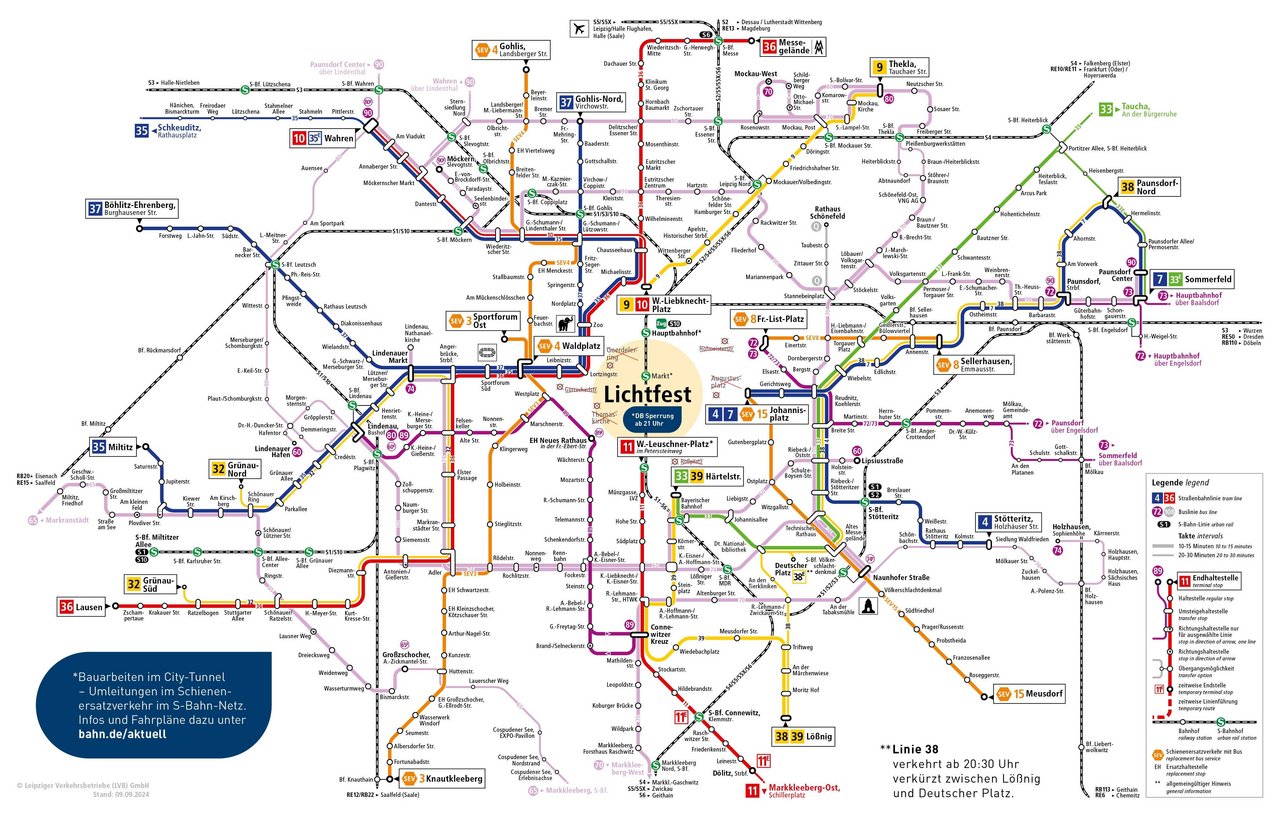 Sonderliniennetzplan zum Lichtfest am 09.10.2024