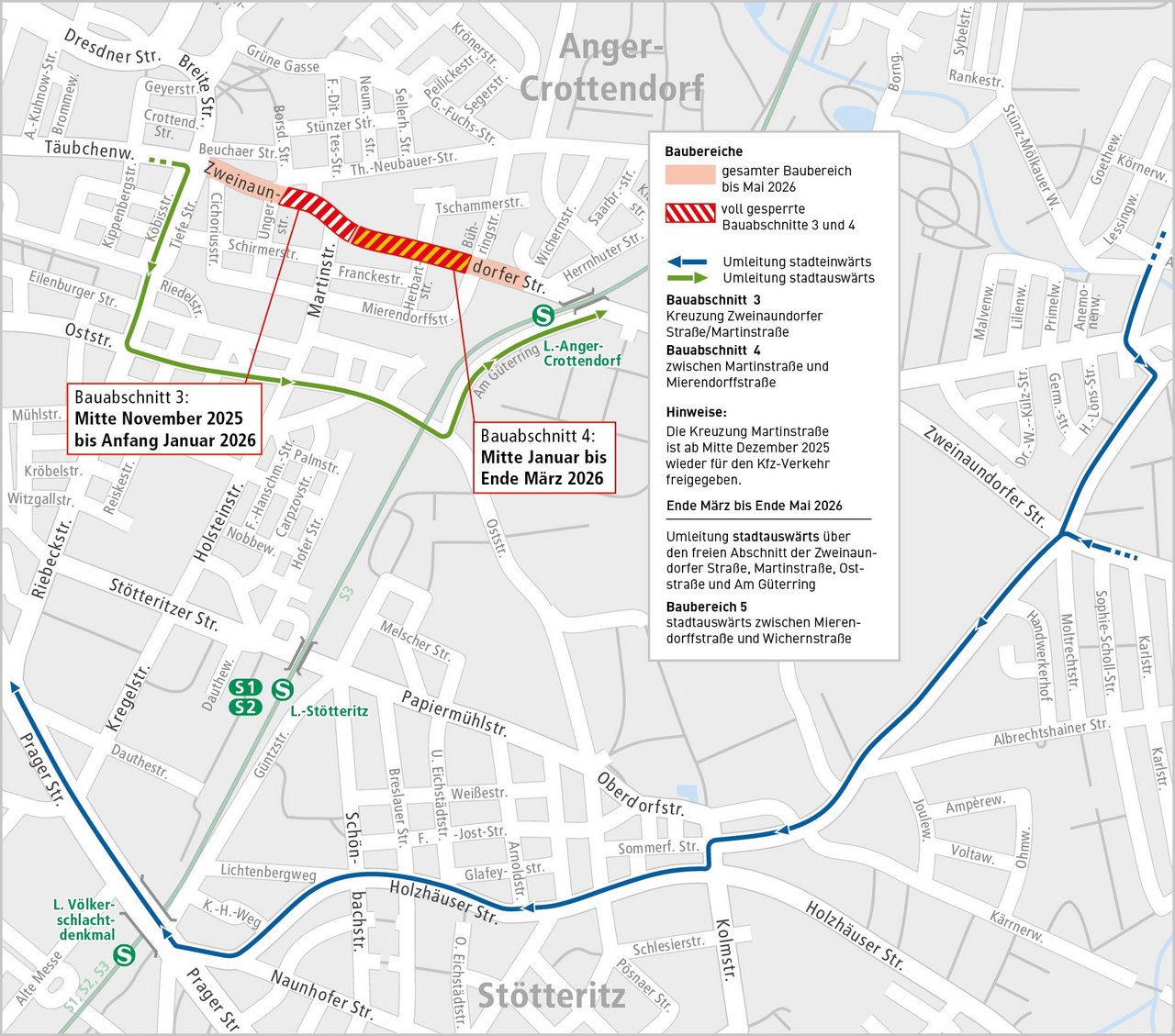 Änderungen im Straßenverkehr von Mitte November 2025 bis Ende Mai 2026